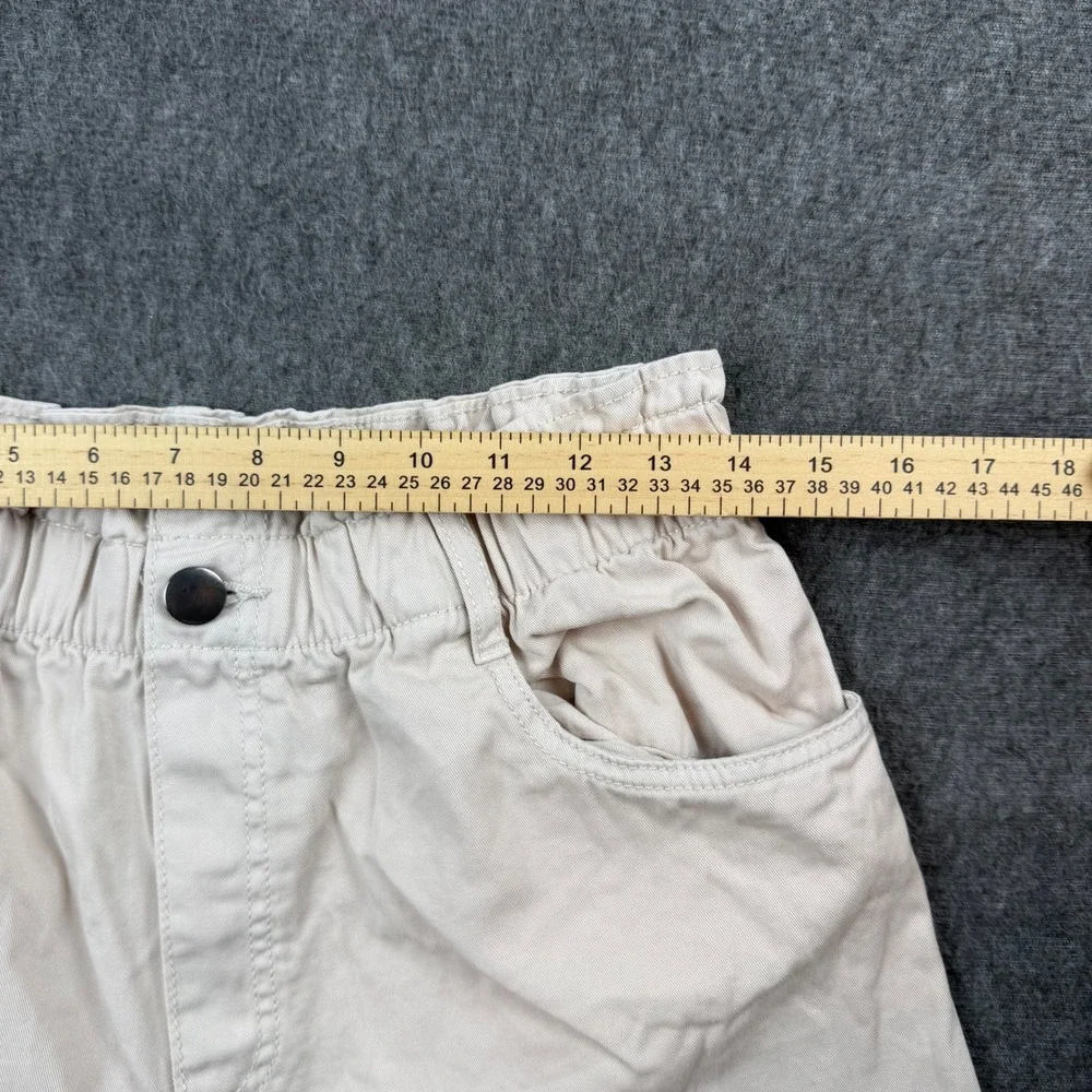 H&M Paperbag Waist Shorts Women Medium Beige Cotton Elastic High Rise Rolled Hem